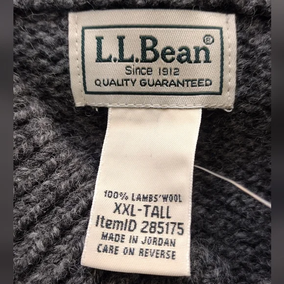 NWT L.L. Bean Men's Gray Knit Charcoal Pullover Long Sleeve Sweater Sz XXL Tall - Picture 9 of 13